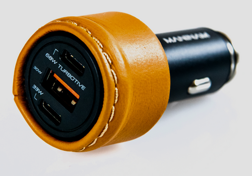 MANINAM 101W Luxury Leather Cover Metal Super Fast Car Charger - maninam-power